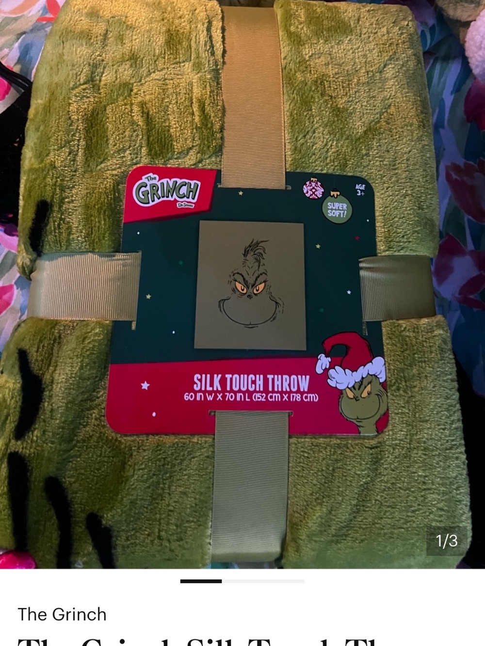 The Grinch Green Silk Touch Throw Blanket - Cozy Plush Comfort 60/70 new